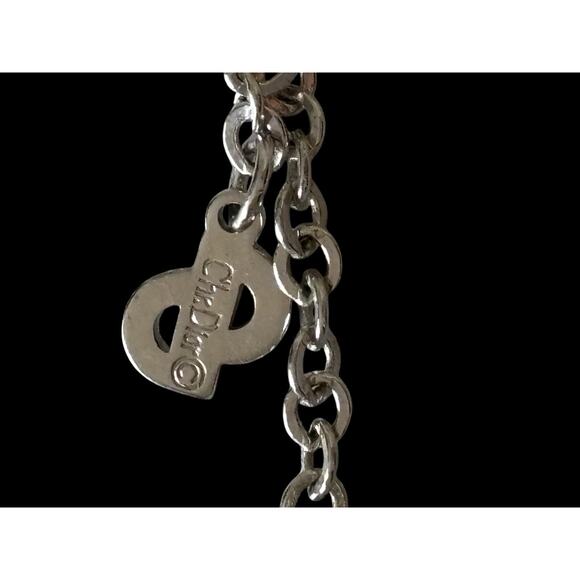 CHRISTIAN DIOR (Signed) BEAUTIFUL Silver-Tone PAVÉ LEAF CLUSTER NECKLACE - Picture 7 of 13